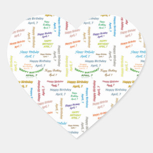 Adesivo Coração April, 7 Birthday Sticker