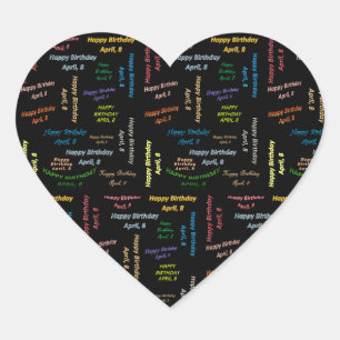 Adesivo Coração April, 8 Birthday Sticker