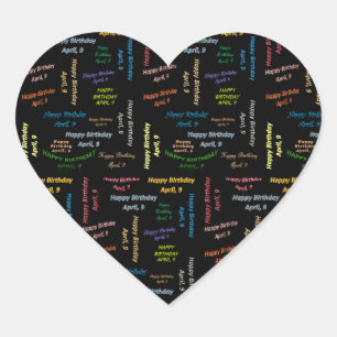 Adesivo Coração April, 9 Birthday Sticker