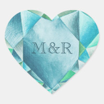 Aquamarine Watercolor Heart Dia de os namorados