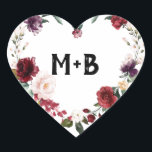 Adesivo Coração Aquarela Romântica Rosa Floral Vermelho Borgonha<br><div class="desc">Convites de casamento florais elegantes e modernos com selos de envelope aquarela romântica apresentam um buquê de rosas borgonha / marsala, rosa bege, roxo, pêssego com folhagem combinando. Perfeito para um casamento de outono / verão. Por favor, encontre mais designs e variações correspondentes na minha loja "blissweddingpaperie". E sinta-se à...</div>