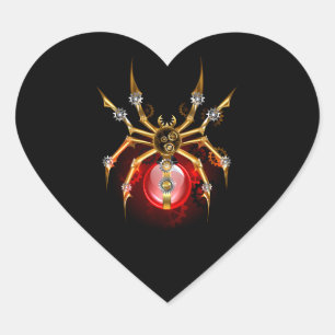 Adesivo Coração Aranha steampunk em preto