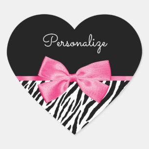Adesivo Coração Arco chique e nome do rosa quente do impressão na
