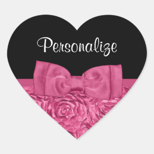 Adesivo Coração Arco chique floral bonito do rosa cor-de-rosa e
