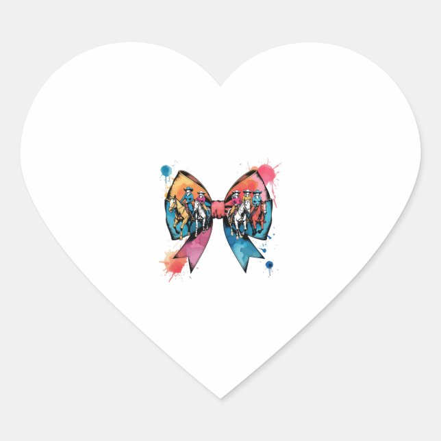 Adesivo Coração Arco de coquetes de cavalos de corrida (Frente)