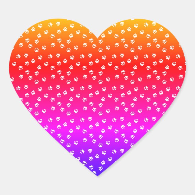 Adesivo Coração Arco-íris e pegadas (Frente)