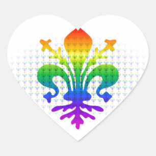 Adesivo Coração Arco-íris Fleur-de-lis