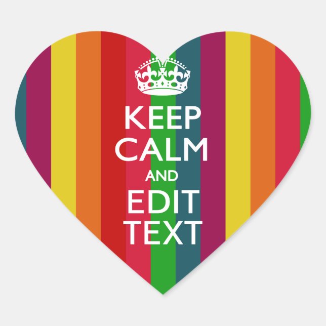 Adesivo Coração Arco-Íris Vibrante Mantenha Calmo E O Texto Person (Frente)