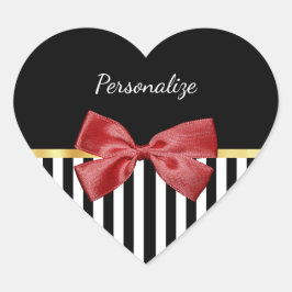 Adesivo Coração Arco Vermelho Clássico, Banhas Pretas e Brancas co