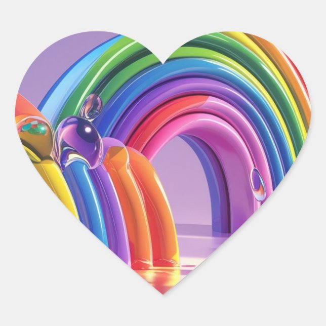 Adesivo Coração Arcos-Chuva Distorcidos (Frente)