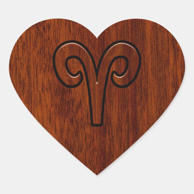 Adesivo Coração Aries assine Mahogany como impressão decor (Frente)