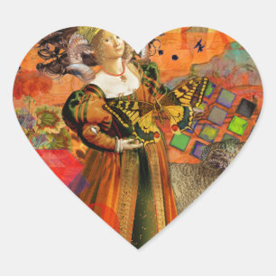 Adesivo Coração Aries Orange Woman: Colagem de Arte Antica de Ram 