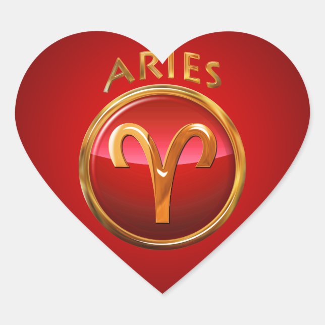 Adesivo Coração Aries - Sinal Zodiac (Frente)