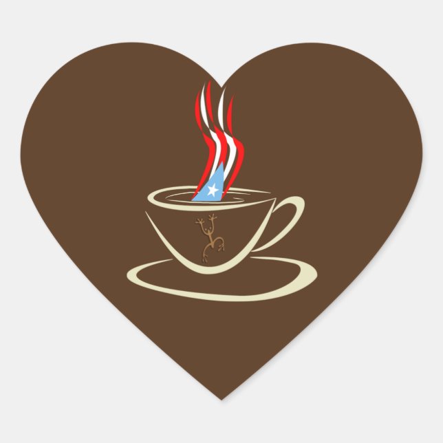Adesivo Coração Aroma a Porto Rico Café Mug Coqui (Frente)