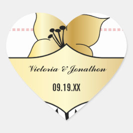 Adesivo Coração Art Deco Lily Modern Typografia Dourada Rosa