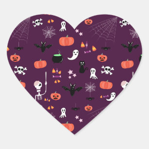 Adesivo Coração Arte Assustadoramente Fofa de Halloween