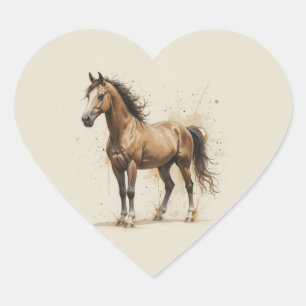 Adesivo Coração Arte de Animal Cavalo Árabe Lindo Amor