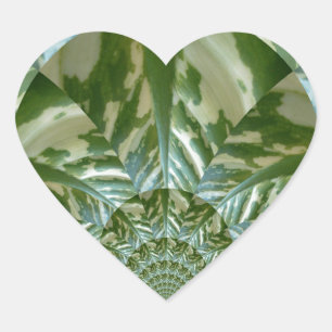 Adesivo Coração Arte de Estampa de Camuflagem Verde Eco Kaleidoscó