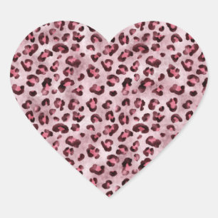 Adesivo Coração Arte de impressão de leopardo rosa textura de pelo