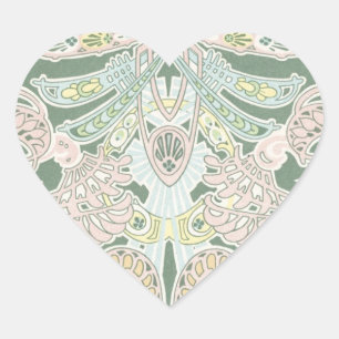 Adesivo Coração Arte de padrão pastel de ornamentado nouveau