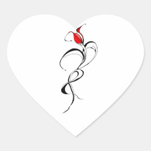 Adesivo Coração Arte de Tatuagem Tribal Surrealista Rosa Vermelha 