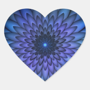 Adesivo Coração Arte Floral Abstrato Índigo e Roxo