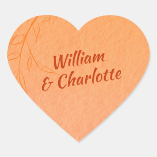 Adesivo Coração Arte Laranja Queimada Deixa Ombré Autumn Casamento