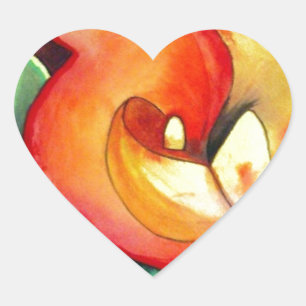 Adesivo Coração Arte original da aguarela da flor alaranjada do