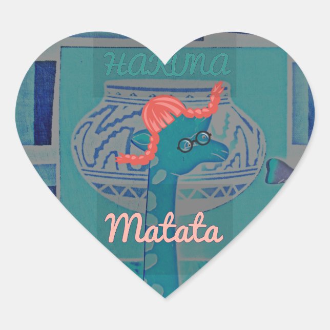 Adesivo Coração Arte sobre Girafa Reproduzida: Uma Delícia African (Frente)