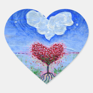 Adesivo Coração Arte Surrealista de Dois Corações