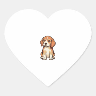 Adesivo Coração Arte Vetorial de Cachorrinho Beagle com Gravura An