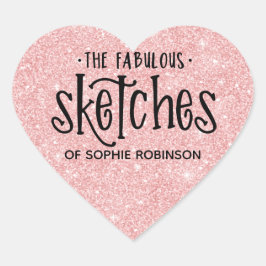 Adesivo Coração Artista Elegante Rosa Girly Glitter