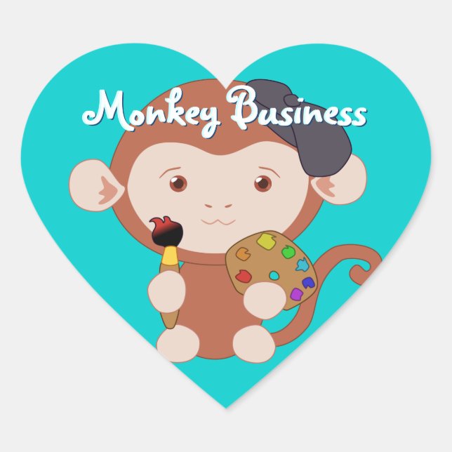 Adesivo Coração Artiste Monkey Stickers (Frente)