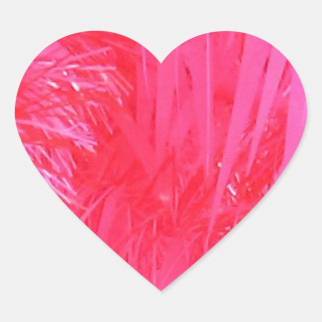 Adesivo Coração Árvore de Natal Rosa Brilhante (Frente)