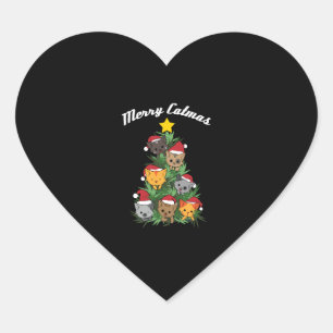 Adesivo Coração Árvore Natal Gato Natal Natal Natal Presente e pre