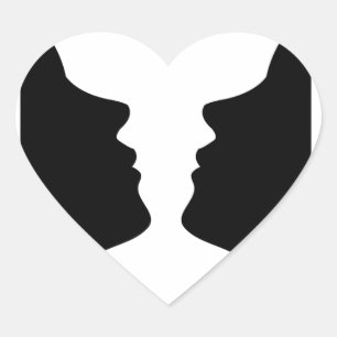 Adesivo Coração As caras ou a ilusão do vaso de duas caras gostam