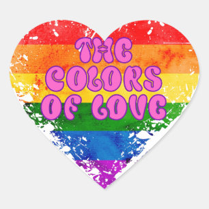 Adesivo Coração As Cores do Amor Orgulho Gay LGBTQ Coração Arco-Ír