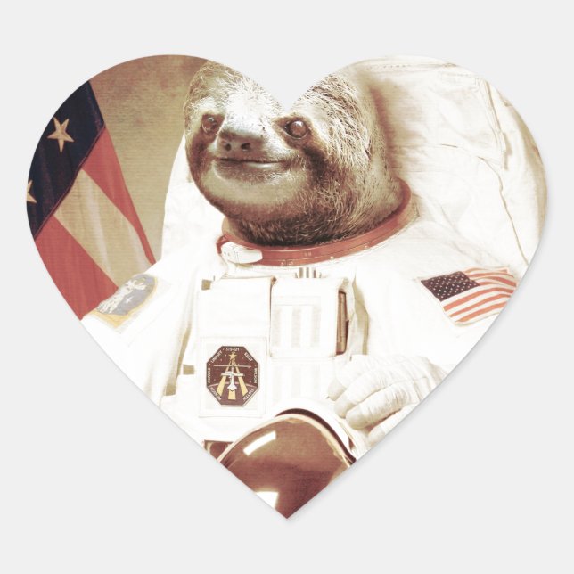 Adesivo Coração Astronauta Sloth (Frente)