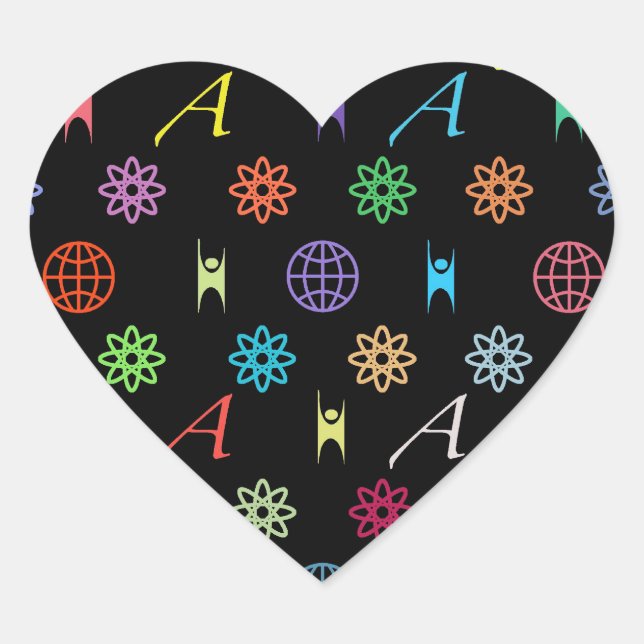 Adesivo Coração Ateísmo Monograma (a preto) (Frente)