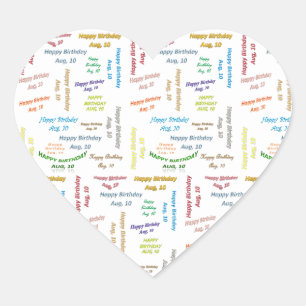 Adesivo Coração August, 10 Birthday Sticker