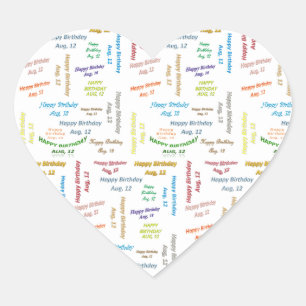 Adesivo Coração August, 12 Aniversário Sticker