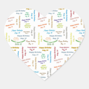 Adesivo Coração August, 14 Birthday Sticker