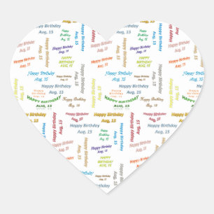 Adesivo Coração August, 15 Birthday Sticker