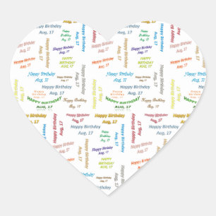 Adesivo Coração August, 17 Aniversário