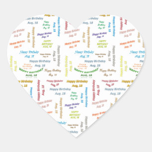 Adesivo Coração August, 18 Birthday Sticker