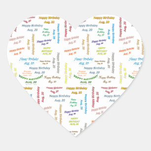 Adesivo Coração August, 20 Aniversário