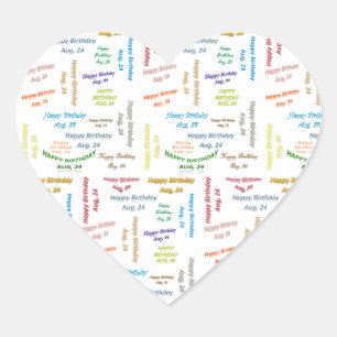 Adesivo Coração August, 24 Aniversário Sticker