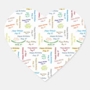 Adesivo Coração August, 27 Aniversário Sticker