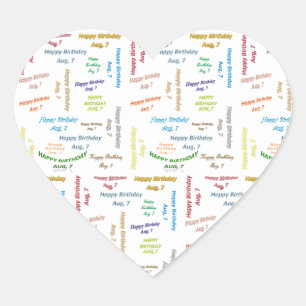 Adesivo Coração August, 7 Birthday Sticker