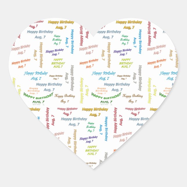 Adesivo Coração August, 7 Birthday Sticker (Frente)